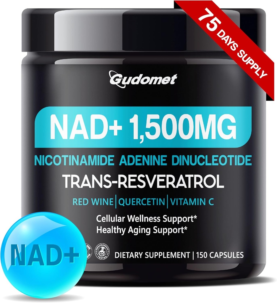 NAD+ s Trans-Resveratrol, červené víno, Quercetin & Vitamín C 