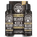 Viking Revolution Beard Wash and Beard Conditioner pre mužov s arganovým olejom a jojobovým olejom - bradový zmäkčovač a spevňovač medvedí šampón a kondicionér s medvedím olejom (5oz, pikantná Vanilla)