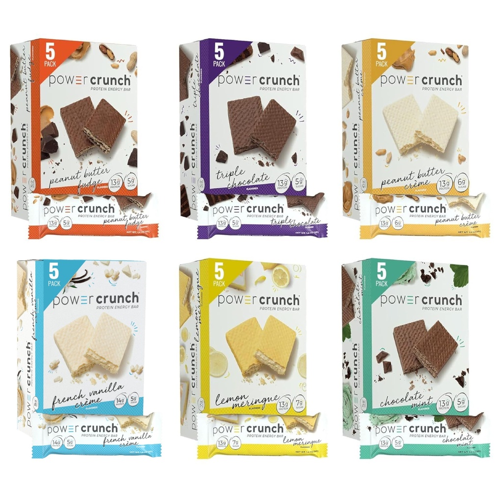 Power Crunch Protein Wafer Bars, Variety Pack, v 6 Príchute 1.4 Ounce Bars (30 Počet). Vysoká Bielkoviny s lahodnou chuťou