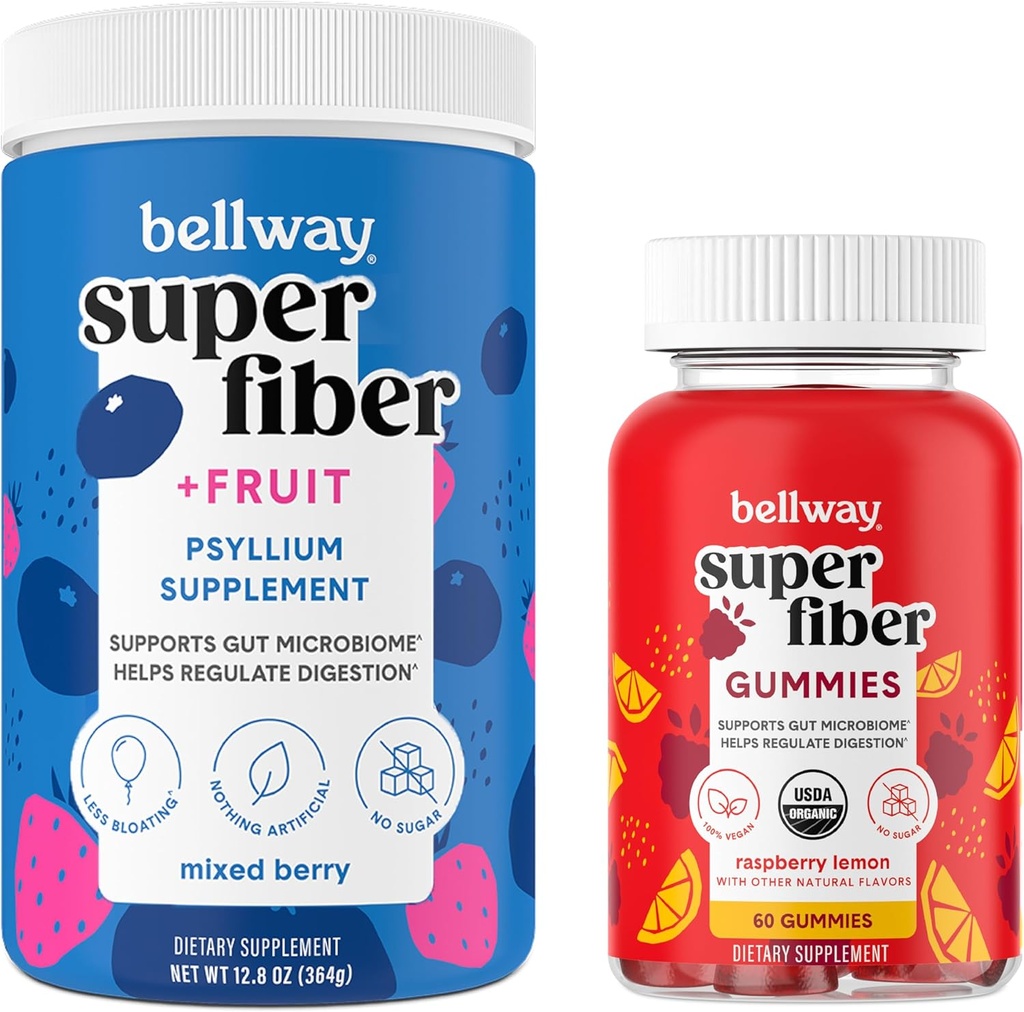 Bellway Super Fiber Powder + Fruit, Mixed Berry Super Fiber Gummies