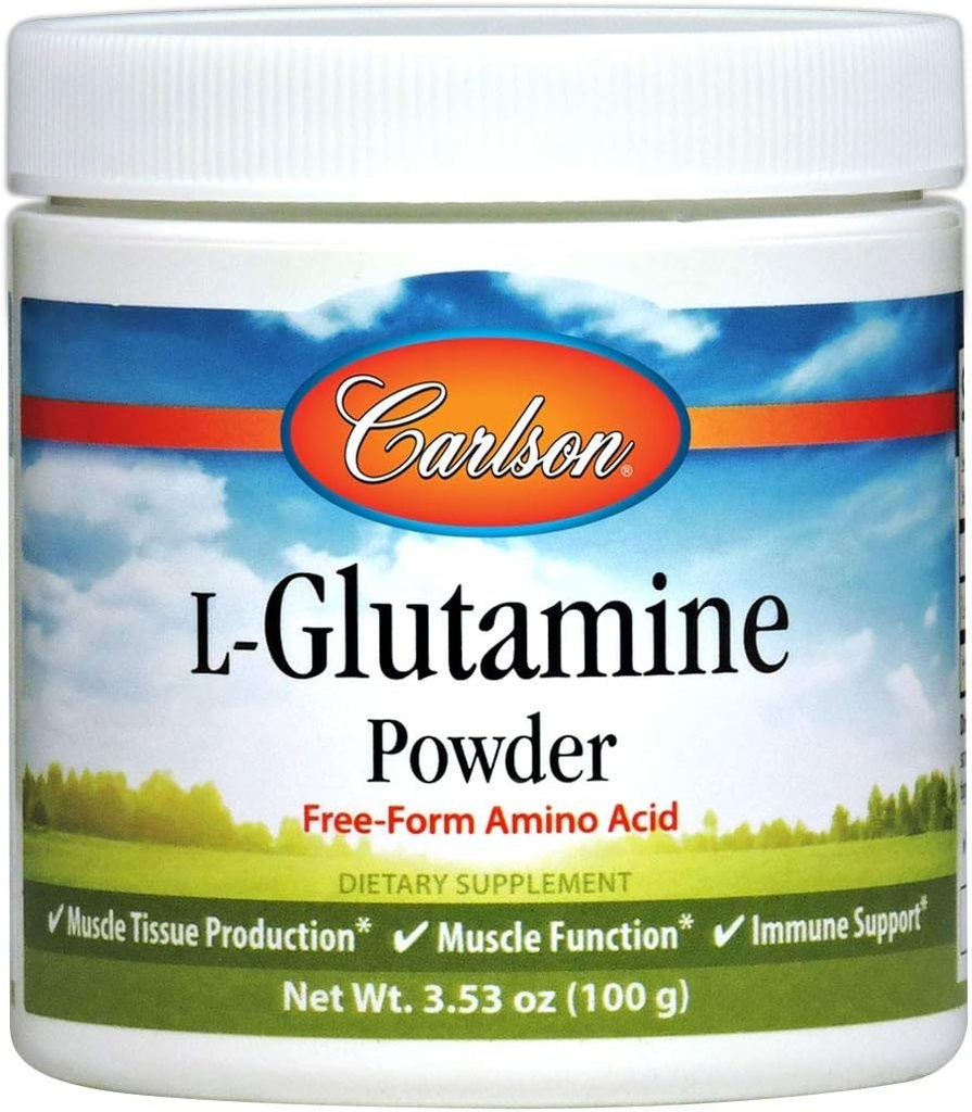 Carlson - L-Glutamine Powder, Free-Form Amino Acid, 3 g, Muscle Tissue Production & Function, Immune Support, 3,53 oz (100 g)