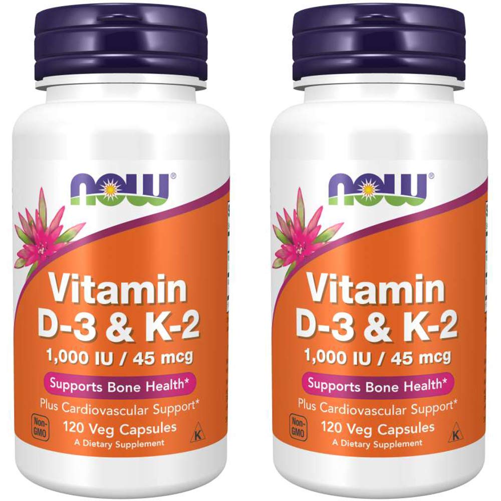 Teraz potraviny Vitamín D-3 & K-2, 120 Rastlinná kapsula (2 balenia)