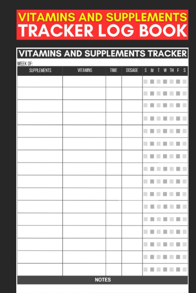 Vitamíny a doplnky Tracker Log Book: Roztomilý rekord knihy darček pre sestry, opatrovatelia a strážcovia sledovať doplnky a vitamíny