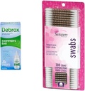 Debrox Swimmer kvapky do ucha, 1 Fl Oz & Swisspers Premium Cotton Swabs, 300 Počet pre vodu upchaté Úľava od ucha