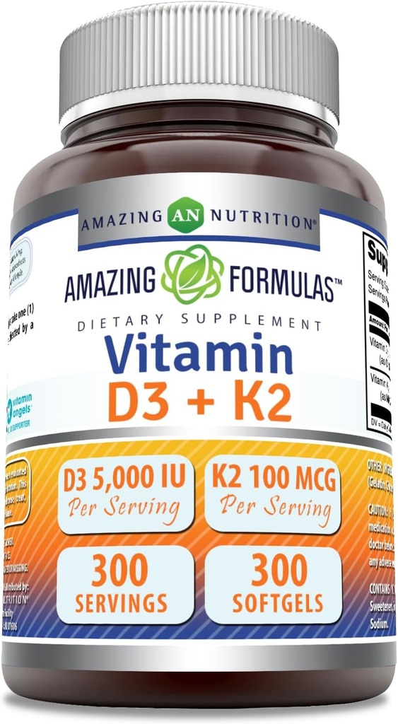 Amazing Formulas Vitamín D3 5000 IU s vitamínom K2 100 Mcg 
