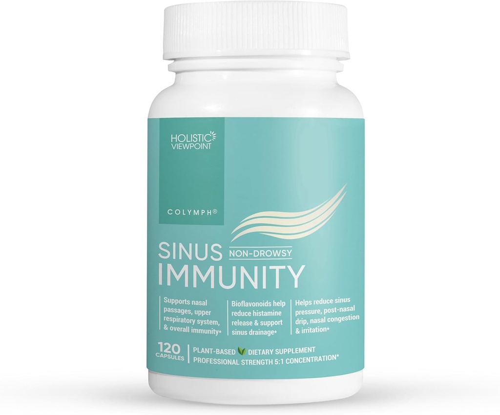 CoLymph® Sinus Imunity: Bylinné doplnky s Quercetin, Hypromelain, Berberine, Nettle, Natural Support for Sinus Congestion, Pressure & Irritation, Seasonal Nasal & Immune Care, 120 Vegan Capsule