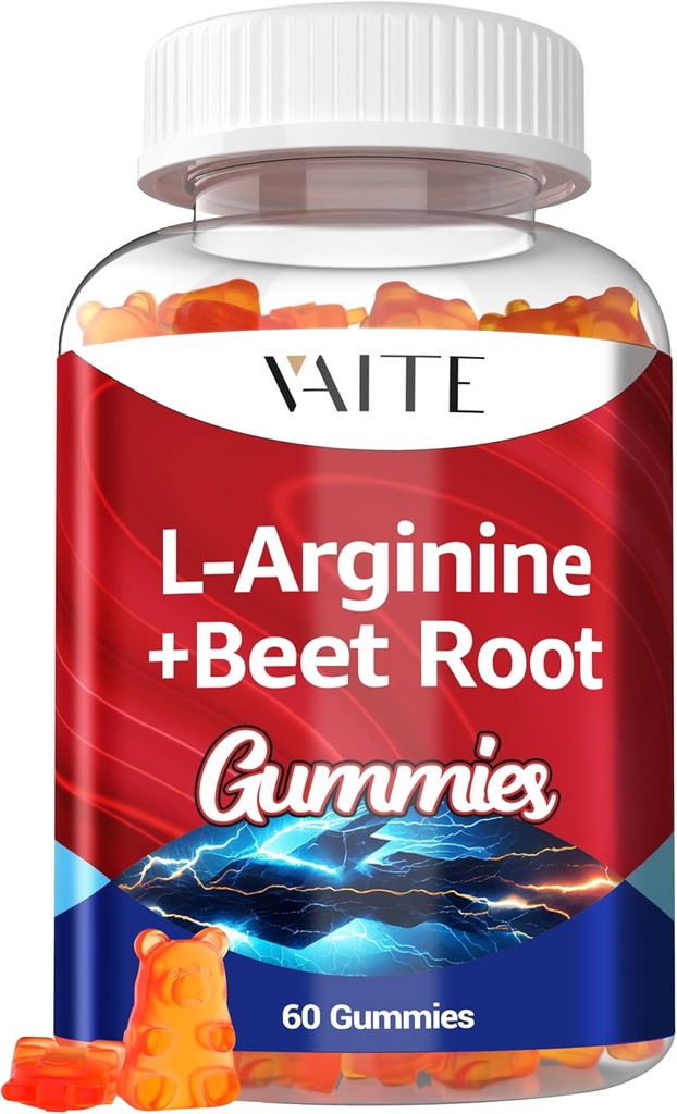 L Arginine Supplement Beet Root Gummies - Double Strength, Energy Boost, Circulation Support and Stamina, Organic Chewable Beets Supplements for Men and Women, Vegan Gummy, Non-GMO, bez cukru