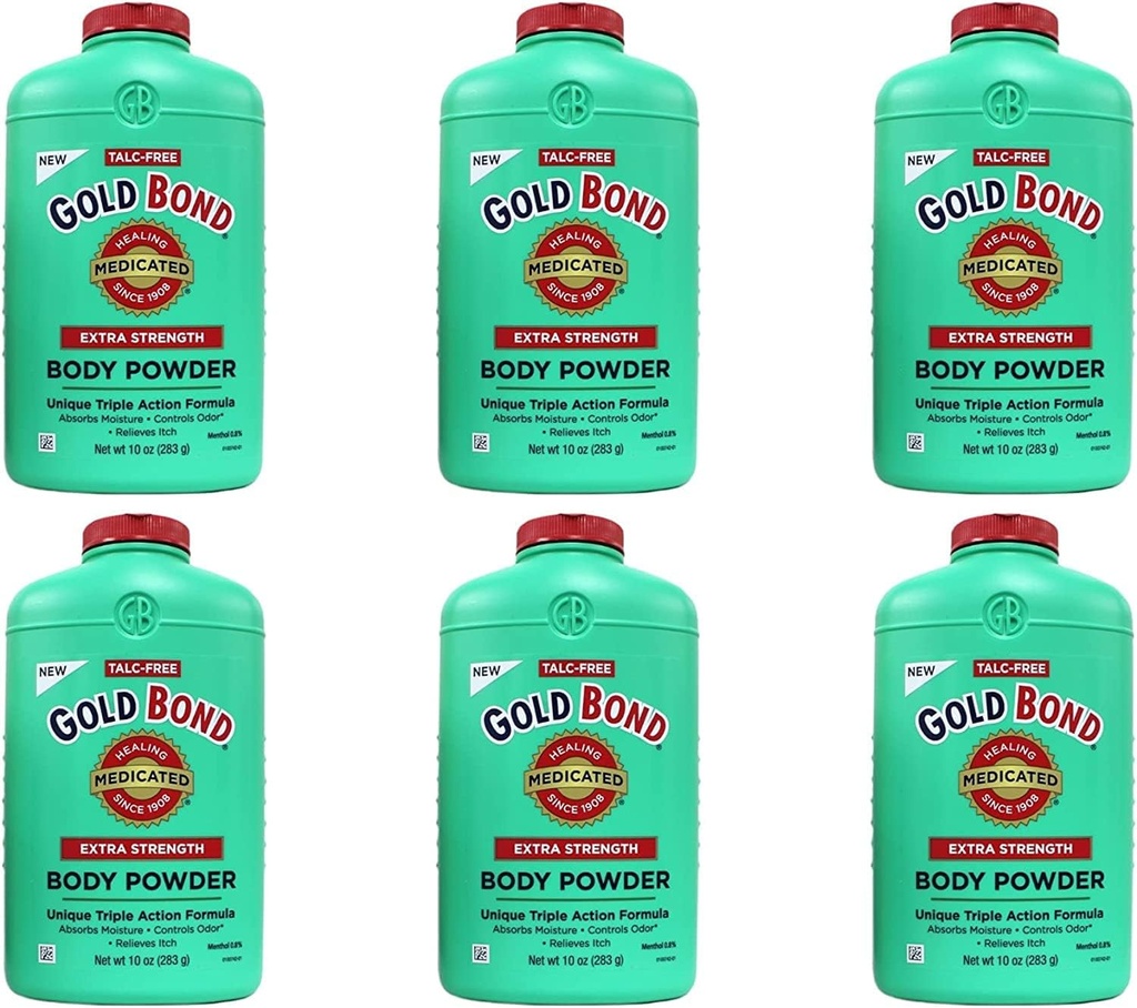 Powder Gold Bond Telo Medikované Extra sila - 10 oz, balenie po 6, bez mastenca