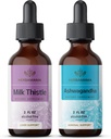 Herbamama Herbal Liquid Drops Kit - Bundle of Milk Thitle Extract & Ashwagandha Root Tinture 2 fl oz - Vegan, Non-GMO, Cukor & Bez alkoholu - 2 balenia