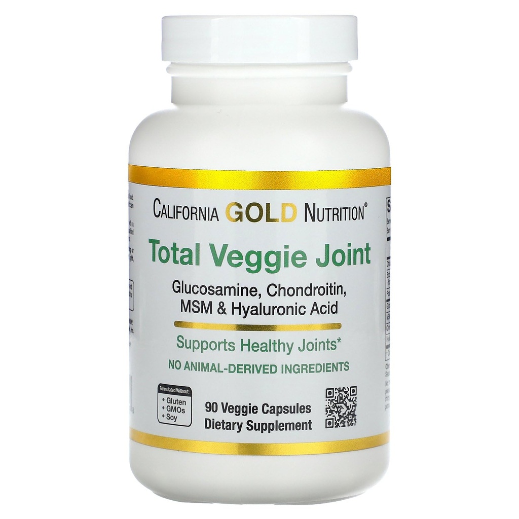 Kalifornia Gold Nutrition Vegetarian Glukozamín, Chondroitín, kyselina hyalurónová, MSM, Total Veggie Joint & Bone Support Formula, Non GMO, No Soy, Gluten Free, 90 Veggie Kapsule