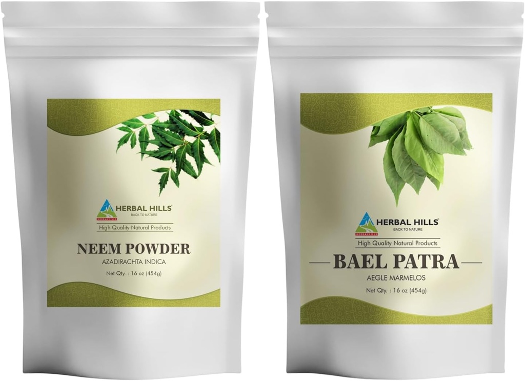 HERBAL HILLS Neem Leaf Powder a Bilva Bael Leaf Powder Balenie 2 Combo