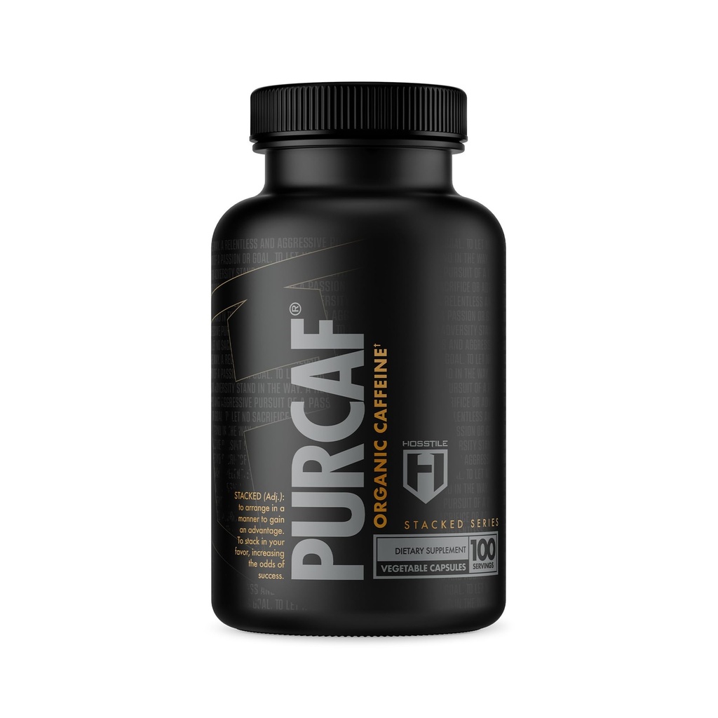 HOSSTILE PurCaf Organic Caffeine Kapsule, Natural Energy Supplement, No Crash alebo Jetters, Pre cvičenie Focus & Energy, 200mg Per Serving, 100 tabletiek