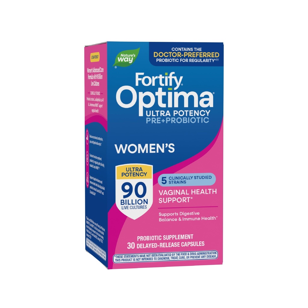 Cesta prírody Fortify Optima Probiotikum pre ženy, Ultra Potency Probiotic pre Vaginálne zdravie*, 90 miliárd živých kultúr, podporuje trávivú rovnováhu a imunitné zdravie*, 30 kapsúl (Backaging May Vary)