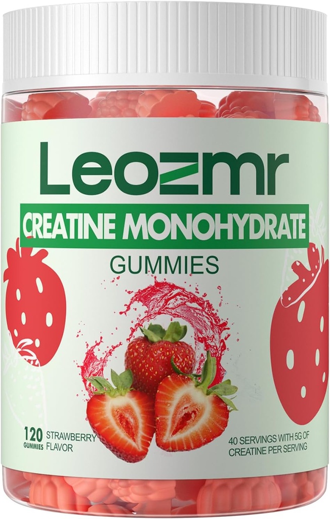 Monohydrát kreatínu Gummies 5000 mg pre mužov a ženy, žuvačky Kreatín Monohydrát Supplement (120 gróf) - Jahoda 120 Gummies