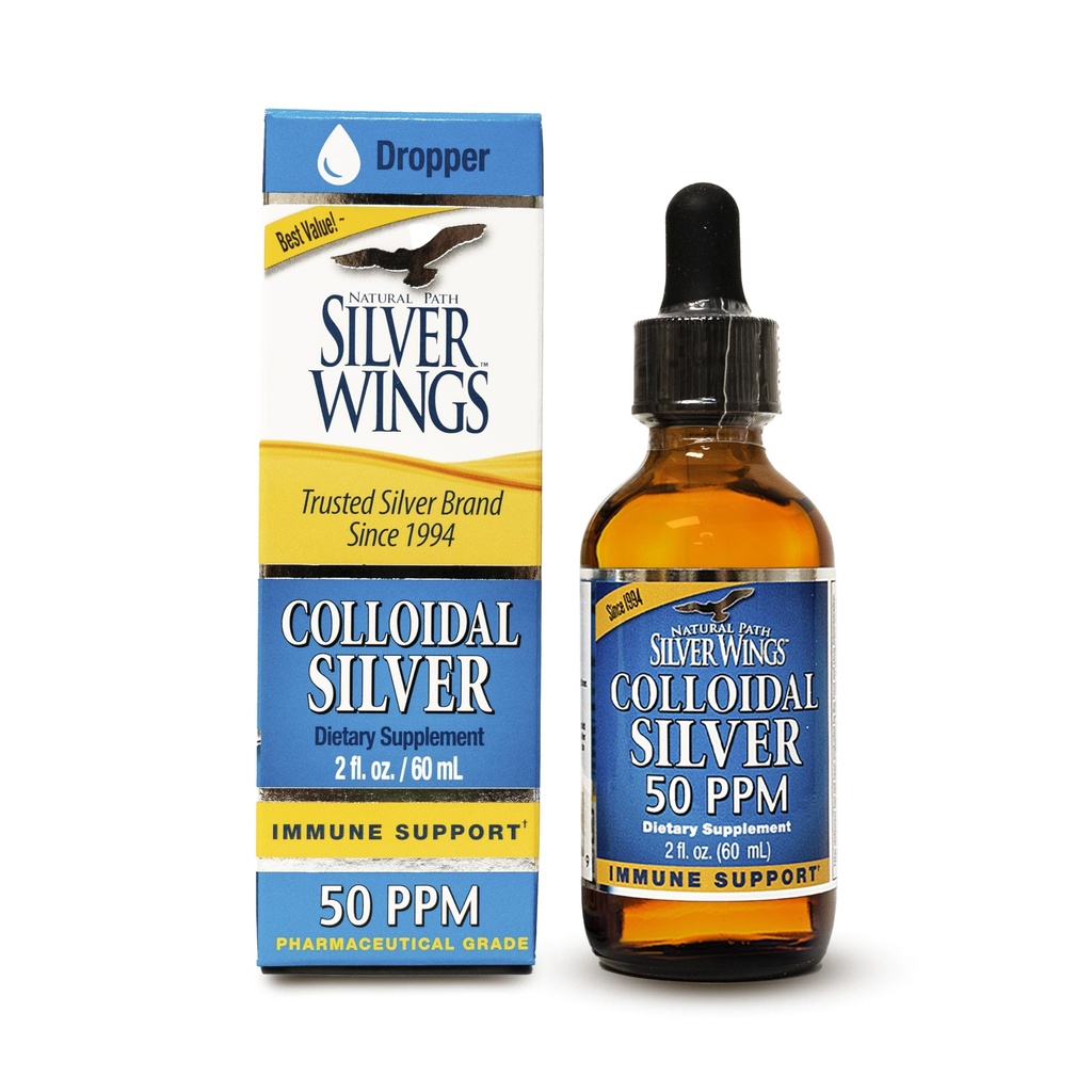 Natural Path Silver Wings Koloidné striebro 50ppm (250mcg) Immune Support Supplement 2 fl. oz. Dropper