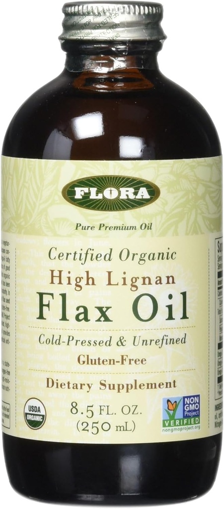 Flora Organic Lignan High Lignan Oil 17 oz - za studena lisované a nerafinované - Non GMO & Gluten Free