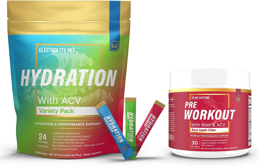 Bezcukrové hydratačné powder pakety Odroda - 24 Stick Packs & PreWorkout Powder s ACV