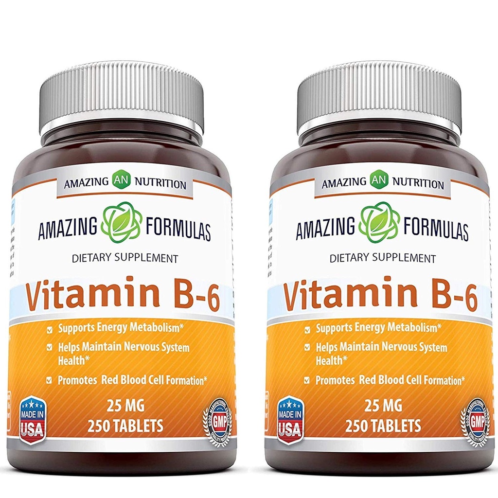 Amazing Formulates Vitamín B6 Pyridoxín 25mg 250 Tablety Doplnok 