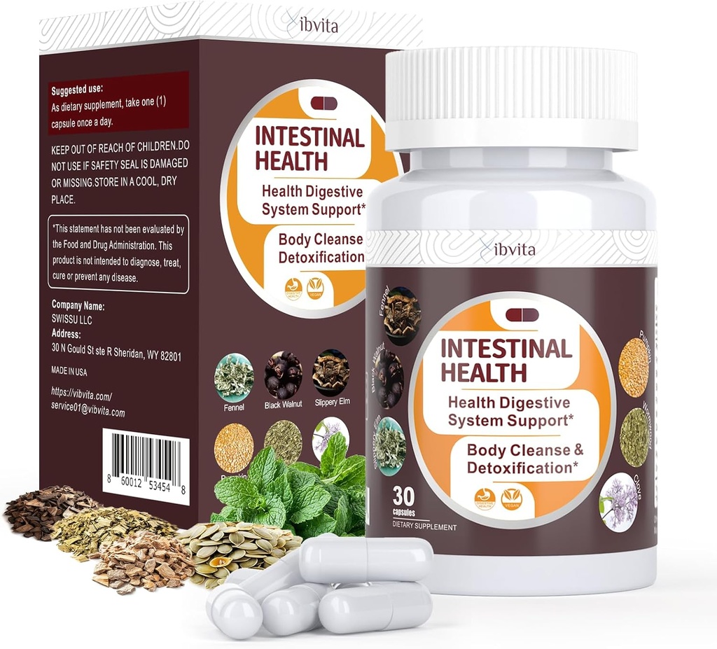 Gut Health Cleanse Detox Kapsule - Intestinálna čistiareň s Wormwood, Black Walnut, Cesnaková cibuľka, Clove Support Cleanser & Digestion System pre ženy a mužov, 30 Caps