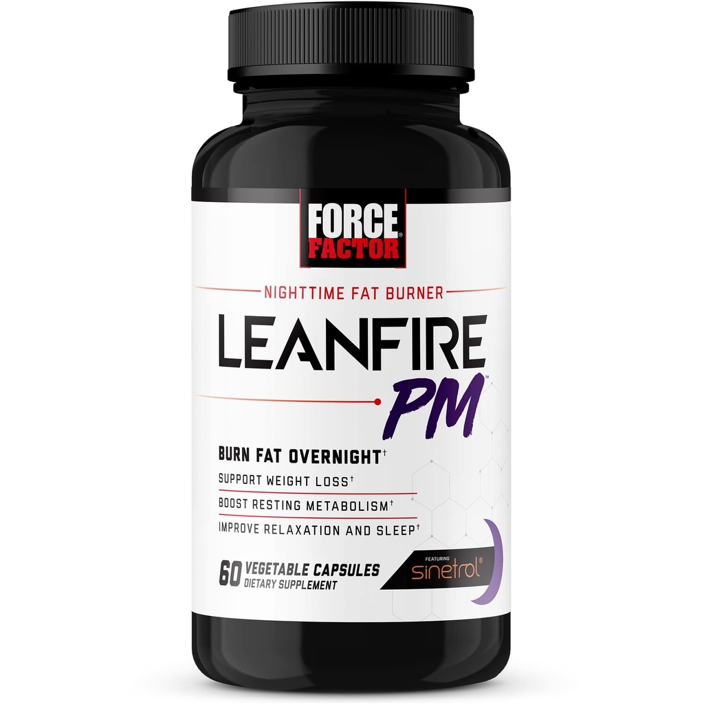 Force Factor LeanFire PM Chudnutie pilulky pre ženy a mužov, Fat Burner a prenocovanie Chudnutie pilulky spáliť tuk, zvýšenie metabolizmu, zlepšiť spánok, Výkonný vzorec pre neuveriteľné výsledky, 60 Kapsule