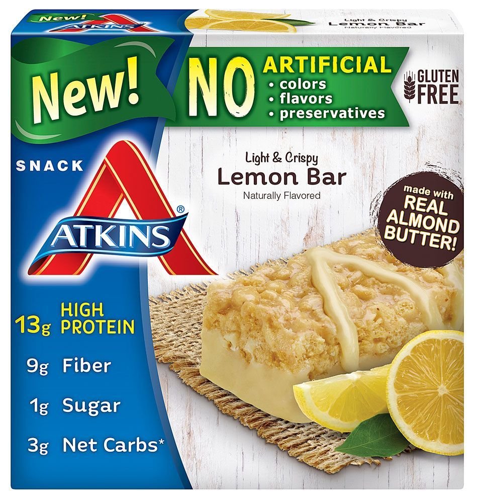 Atkins Snack Light Crispy Lemon Bar, 5 malých barov (Pack of 2)