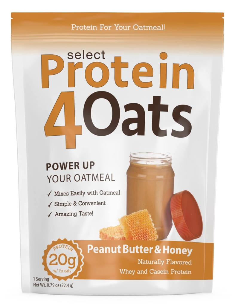 PESCIence Protein4Oats, Protein Powder to Make Amazing Ochutnávka proteínovej ovsené vločky, s srsťou a Casein, Gluten Free, Arašidové maslo a med, 12 Servíry