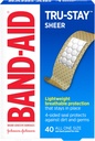 Band-Aid Brand Tru-Stay Sheer Strips Adhesiave Sterilné pásy pre prvú pomoc a ochranu proti rán, Individuálne zabalené rany starostlivosti o malé rezy a šroty, všetky jedna veľkosť, 40 ct