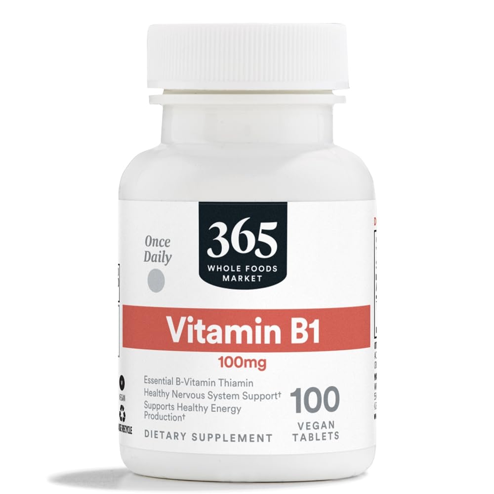 365 podľa trhu s celými potravinami, vitamín B1 100 mg, Vegan, 100 tabliet