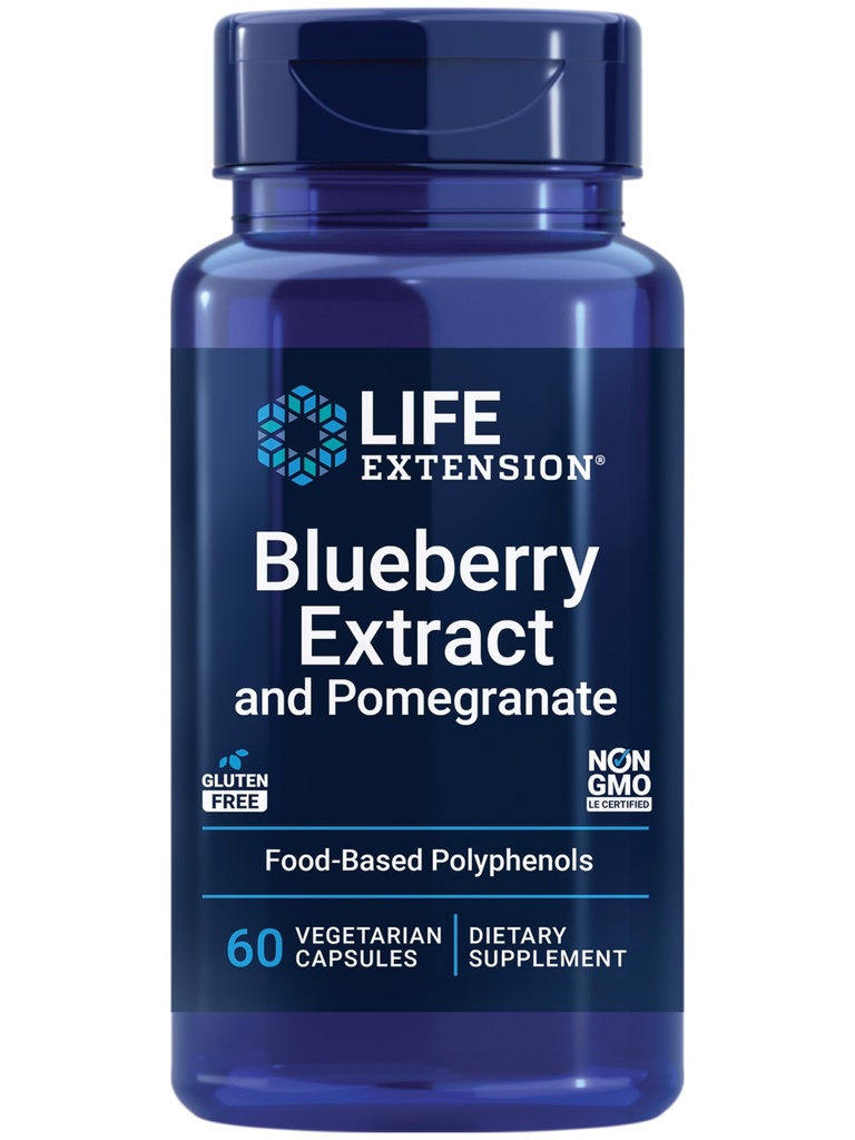 Life Extension Blueberry Extract a granátové jablko, arteriálna zdravotná podpora, antioxidant Defense, Gluten-free, non-GMO, Vegetarian, 60 Vegetariánske kapsule