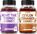Nočný čas spaľovač tukov (60 Gumiem) Chudnutie a metabolizmus Malinová ochutená Melatonin Supplement a Ceylon škorica (60 Kapsula) Trávenie Celková Wellness podpora doplnok - Vegan & Made in USA