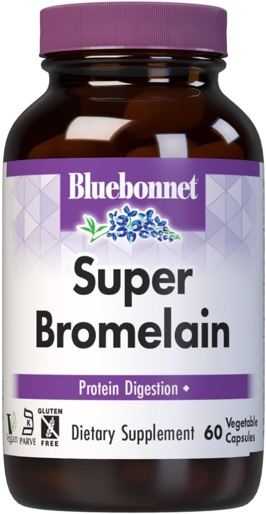 BlueBonnet Super Bromelain Vegetariánske kapsuly, 500 mg, 60