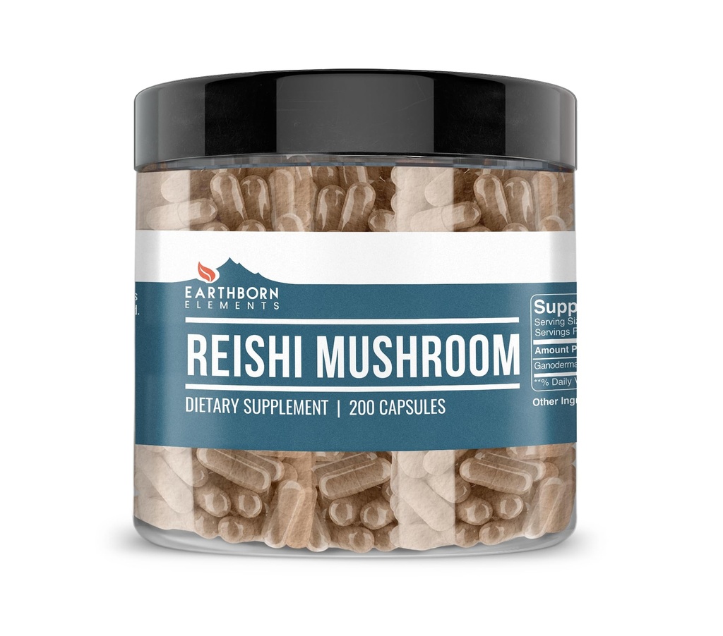 Pozemné prvky Reishi Mushroom 200 kapsúl, čisté a nezriedené, žiadne doplnkové látky