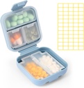 Dynippy Daily Pill Organizátor 5 Kompartmenty Prenosný dôkaz vlhkosti Malá tabletka Prípad pre vreckové Purse Travel Pill Box Prenosná medicína Vitamínový rybí olej držiak kontajner (modrá)
