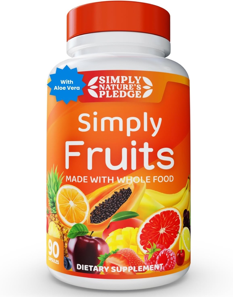 Jednoducho Príroda pledge - 90 Ovocné kapsule - vyrobené s celým jedlom Superfoods, balené s 25 rôznymi plodmi - 100% sója zadarmo
