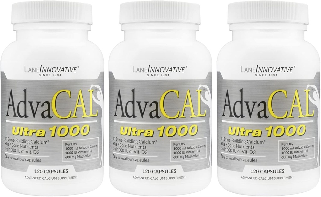 Lane Innovative - AdvaCAL Ultra 1000, Bone-Building Calcium*, vrátane vitamínu D3 a horčíka, ľahká absorpcia (120 porcií)