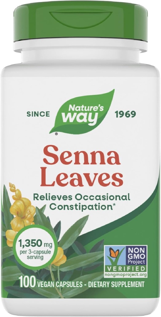 Cesta prírody Senna listy, Relives Príležitostná zápcha*, 1,350 mg na 3-Capsule Serving, Non-GMO projekt Overené, 100 Kapsule (Packaging May Vary)