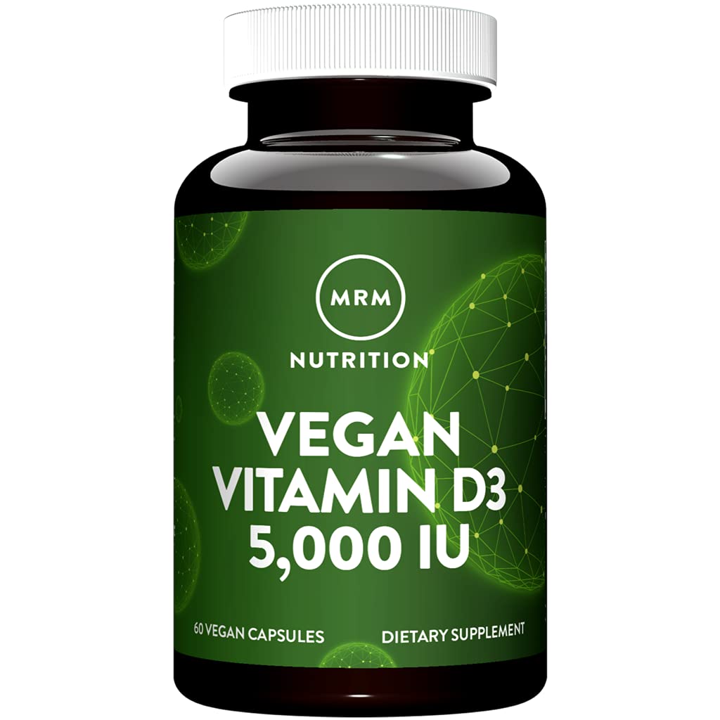 MRM Nutrition Vitamin D3 5 000 IU - Pre ženy a mužov - High Potency Pure Cholekalciferol z Lichen, Vegan Calcium Absorbtion Support for Bone & Immune Health - non-GMO & Gluten-free - 60 Servings