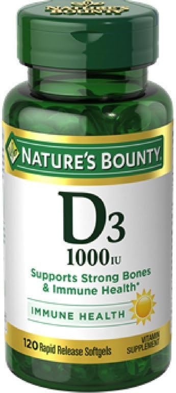 Prírodný bounty vitamín D3 1000 IU Imunitné zdravie, 120 Softgels (Pack of 12)