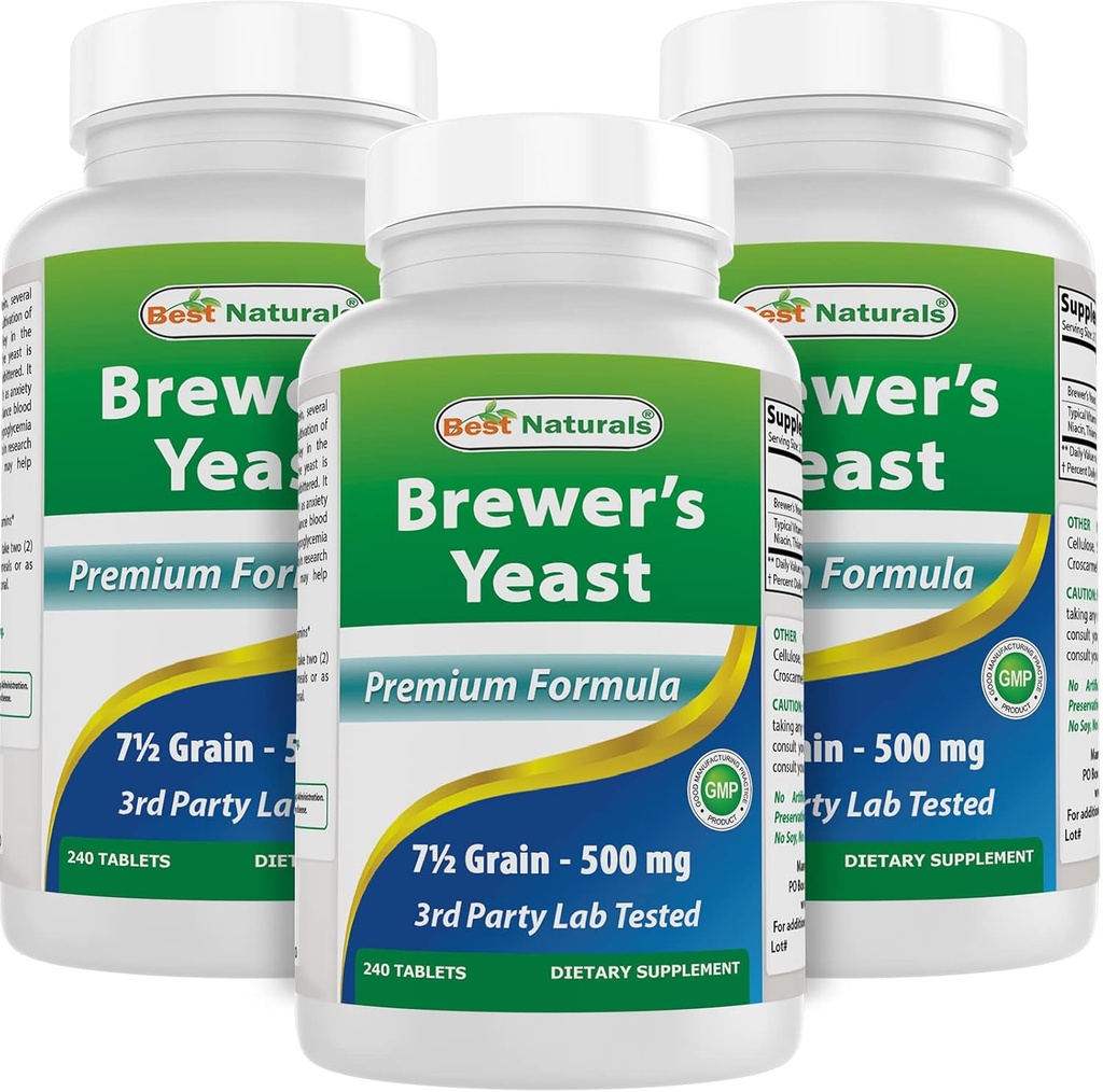 Najlepšie prírodné látky, Pivovary Kvasnice, 7-1/2 zrná s vitamínom B1, vitamín B2, 1000 mg 240 tabliet (240 po 3)