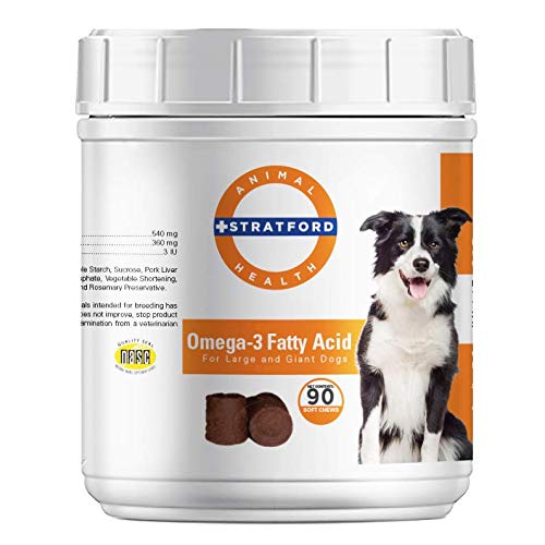 Stratford Pharmaceuticals EZ Chew Omega 3 Mastné kyseliny mäkké Chew Max Strength - Dog Omega 3 Supplement - Soft Chew Treats with Fish Oil for Dogs - Large and Giant Dogs - 90 Soft Chews