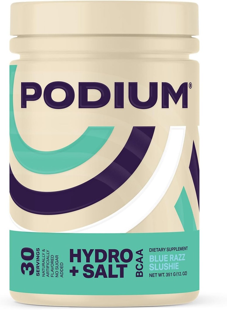 Podium Nutrition, Instalized BCAA Powder, Hydro and Salt, Blue Razz Slushie, 30 Servings, Electrolytes, Hydratácia, Recovery