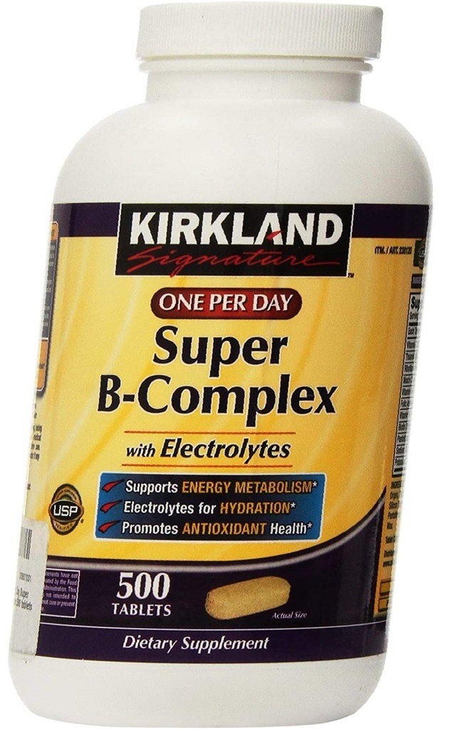 KIRKLAND SIGNATURY One per day Super B-Complex with Electrolytes,Tablet, 1000 Count (Pack of 2)