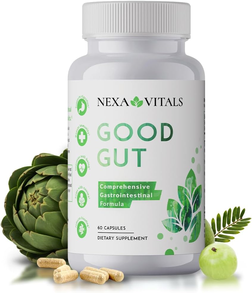 Dobrý Gut - Trávenie Podpora Byliny obnoviť zdravie Gut - Podporte zdravé pohyby čriev, Znížiť Bloating a Boost GI Motility w/Triphala & Artičoky extrakt - 60 Kapsule