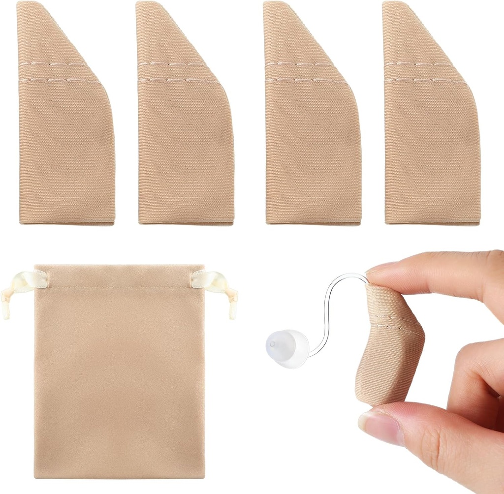 Nuanchu 2 balíčky sluchová pomôcka Comfort ochrana s úložiskom taška sluchová pomoc kryty 1" na 1,25" Chrániť zosilňovače z Dirt, pot, Vietor [Zásady 1" na 1,25" Khaki)