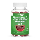 Zinkový zinok - Organické Sambucus bazové Gummy so zinkom a vitamínom C - Vegánska imúnna podpora pre dospelých a deti - Žuvacie plody doplnky pre Imunita Boost - 60 Gummies