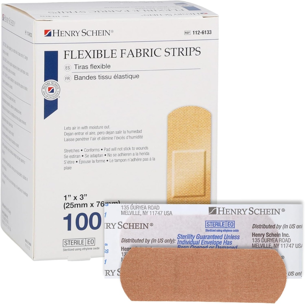 Henry Schein Sterilné adhezívne tkaniny, 1" x 3" 