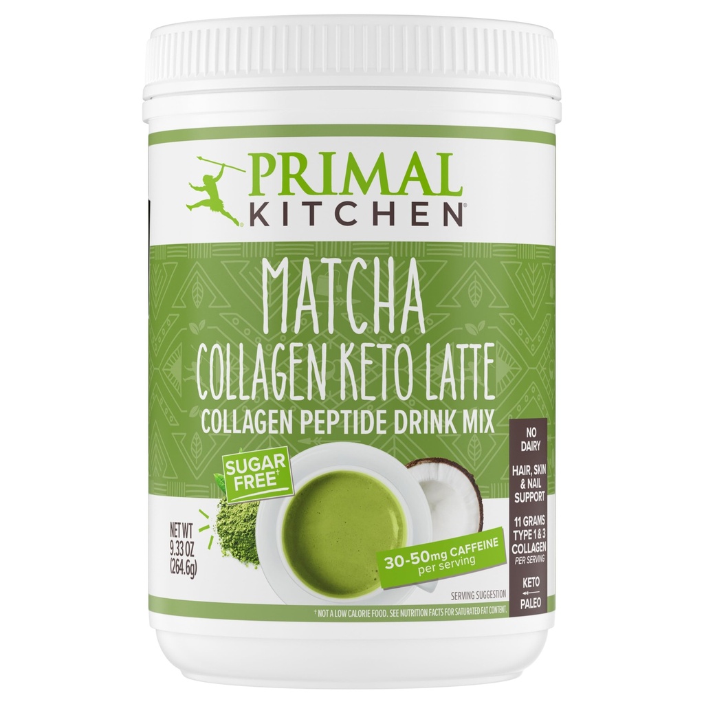 Primal Kitchen Matcha Collagen Keto Latte Powder, Collagen Peptides bez cukru, 9,33 Ounces