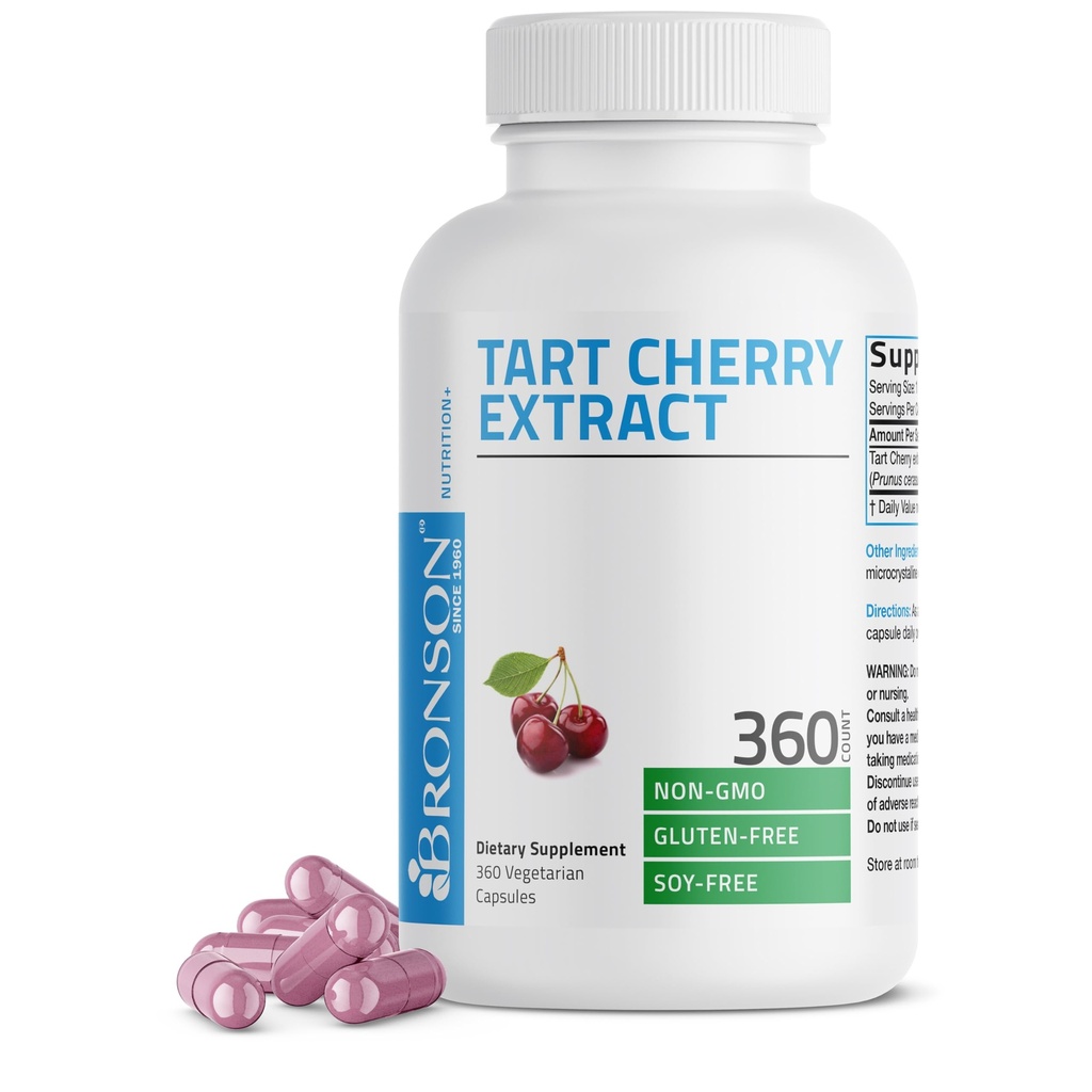 Bronson Tart Cherry Extract 2500 mg Vegetariánske kapsuly s antioxidantmi a flavonoidmi Non-GMO, 360 gróf