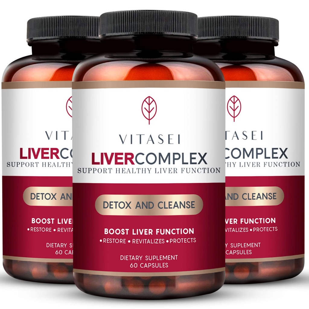 VITASEI Pečeň Cleanse Detox & Repair, Liver Complex W/Milk Thistle Extract, Garcinia, Curcumin C3, Support Herbal Supplement, Detox Formula pre ženy a mužov, 60 Kapsule (Pack of 3)